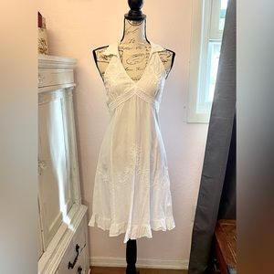 White cotton Halter Sun Dress/Beach Cover Up Size Small